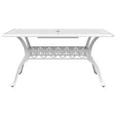Vidaxl Vrtna miza bela 150x90x72 cm liti aluminij