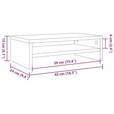 Vidaxl Stojalo za monitor črni hrast 42x24x13 cm iz inženirskega lesa