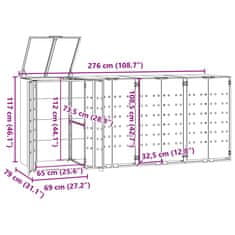Vidaxl Lopa za smetnjak za 4 smetnjake siva 276x79x117 cm jeklo