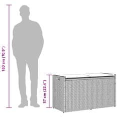Vidaxl Zunanja klop za shranjevanje z blazino Grey 100 cm poli ratan
