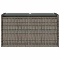 Vidaxl Zunanja klop za shranjevanje z blazino Grey 100 cm poli ratan