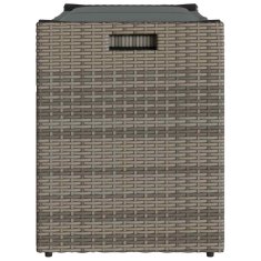 Vidaxl Zunanja klop za shranjevanje z blazino Grey 100 cm poli ratan