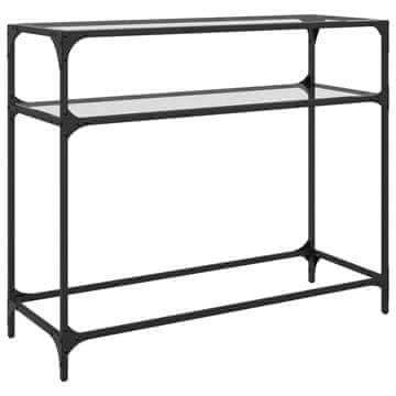 Vidaxl Konzolna mizica s stekleno površino 98x35x81 cm jeklo