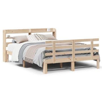 Vidaxl Posteljni okvir z vzglavjem 150x200 cm trdna borovina