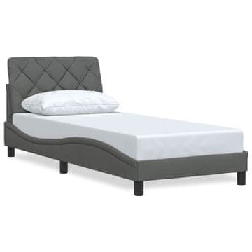 Vidaxl Posteljni okvir brez vzmetnice temno siv 90x190 cm blago