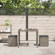 Vidaxl Vrtni stolčki z blazinami 2 kosa Siva 40x40x43 cm poli ratan