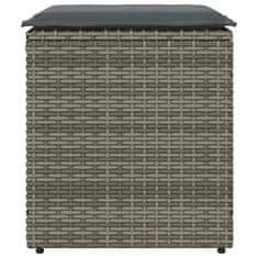 Vidaxl Vrtni stolčki z blazinami 2 kosa Siva 40x40x43 cm poli ratan