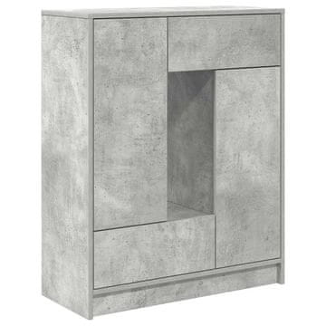 Vidaxl Komoda s predali in vrati, betonsko siva, 73x31x90 cm