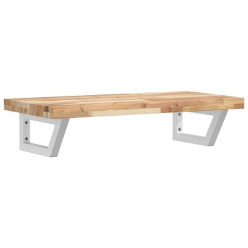 Vidaxl Stenska polica za umivalnik jeklo in trden akacijev les