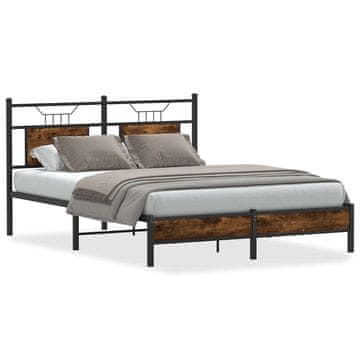 Vidaxl Posteljni okvir brez vzmetnice hrast 140x190 cm inženirski les