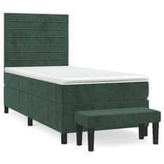Vidaxl Box spring postelja z vzmetnico temno zelena 90x200 cm žamet