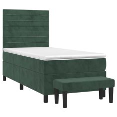 Vidaxl Box spring postelja z vzmetnico temno zelena 90x200 cm žamet