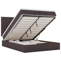 Vidaxl Otomanska postelja z vzmetnico & LEDs rjav 140x190 cm blago