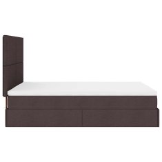 Vidaxl Otomanska postelja z vzmetnico & LEDs rjav 140x190 cm blago