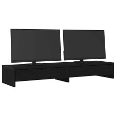 Vidaxl Stojalo za zaslon s predali črna hrast 100x27x15 cm inž. les