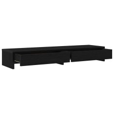 Vidaxl Stojalo za zaslon s predali črna hrast 100x27x15 cm inž. les