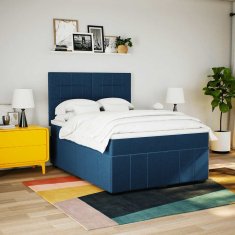 Vidaxl Box spring postelja z vzmetnico modra 140x190 cm blago