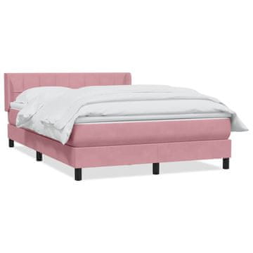 Vidaxl Box spring postelja z vzmetnico roza 140x220 cm žamet