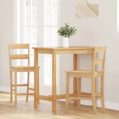 Vidaxl Bar Stools 2 kosa naravnega masivnega lesa gume