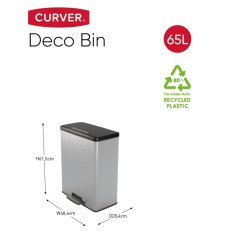 Vidaxl Smetnjak s pedalom Deco 65 L srebrn