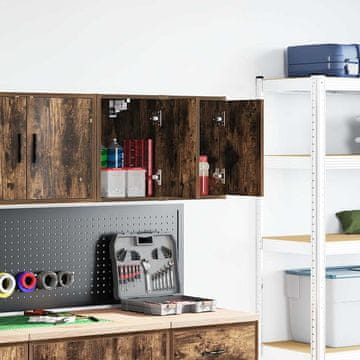 Vidaxl vidaXL Stenske omarice za garažo 2 kosa dimljen hrast lepljen les
