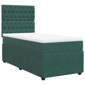 Vidaxl Box spring postelja z vzmetnico temno zelena 100x200 cm žamet