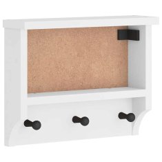 Vidaxl Stenski obešalnik za plašče SANDNES bela 45x12x35 cm les bor
