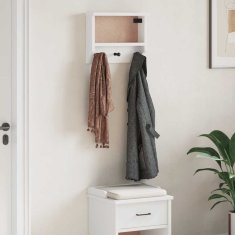 Vidaxl Stenski obešalnik za plašče SANDNES bela 45x12x35 cm les bor