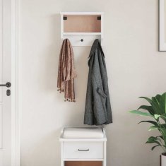 Vidaxl Stenski obešalnik za plašče SANDNES bela 45x12x35 cm les bor