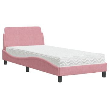 Vidaxl Postelja z vzmetnico Dover roza 80x200 cm žamet