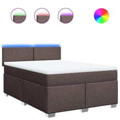 Vidaxl Box spring postelja z vzmetnico temno rjav 140x190 cm blago