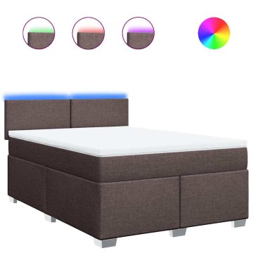 Vidaxl Box spring postelja z vzmetnico temno rjav 140x190 cm blago