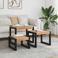 Vidaxl Komplet mizic 3 kosi trden les s finišem iz palisandra