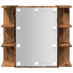 Vidaxl Zrcalna omarica z LED starim lesom 70x16,5x60 cm