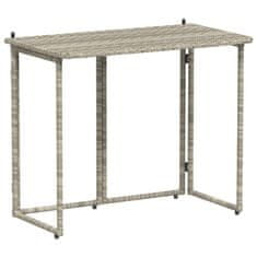 Vidaxl Zložljiva vrtna miza svetlo siva 90x51x75 cm Poly Rattan