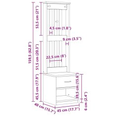 Vidaxl Drevo za dvorano SANDENS 45x40x159,5 cm masivni les bora