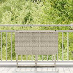 Vidaxl Zložljiva vrtna miza svetlo siva 90x51x75 cm Poly Rattan