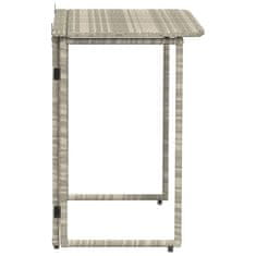 Vidaxl Zložljiva vrtna miza svetlo siva 90x51x75 cm Poly Rattan