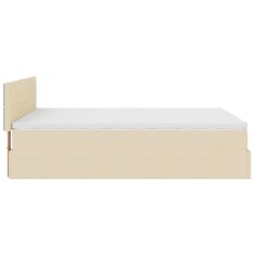 Vidaxl Otomanska postelja z vzmetnico krem 140x200 cm blago