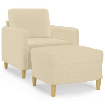 Vidaxl Fotelj s stolčkom za noge krem 60 cm blago