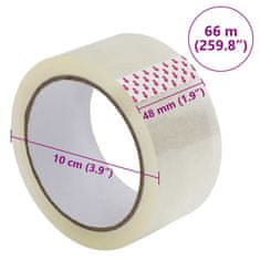 Vidaxl Pakirni trak 12 kosov prozoren 48 mm x 66 m