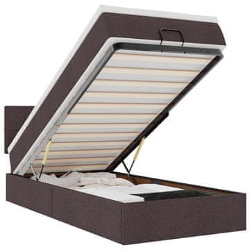 Vidaxl Otomanski posteljni okvir z vzmetnico rjav 80x200 cm blago