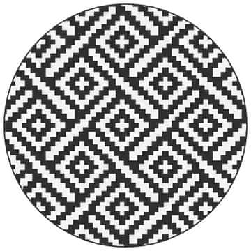 Vidaxl Zunanja preproga ARAKIL bela in črna Ø120 cm PP