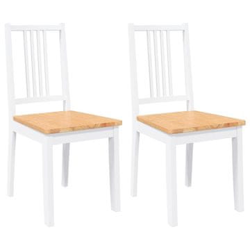 Vidaxl Jedilni stoli 2 kosa bele masivne lesene gume