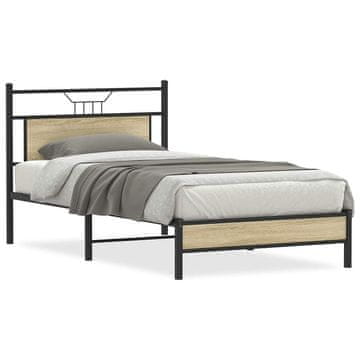 Vidaxl Posteljni okvir brez vzmetnice sonoma hrast 107x203 cm inž. les