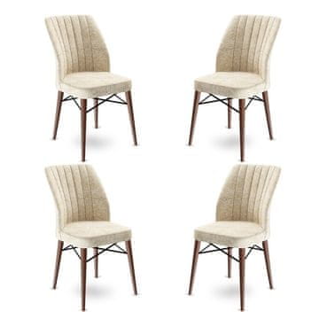 Woody Fashion Chair Set (4 Pieces) Flex - Cream, Brown