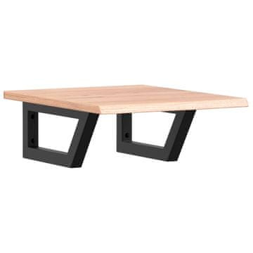 Vidaxl Stenska polica za umivalnik jeklo in trdna hrastovina