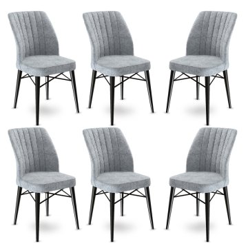 Woody Fashion Chair Set (6 Pieces) Flex - Grey, Black