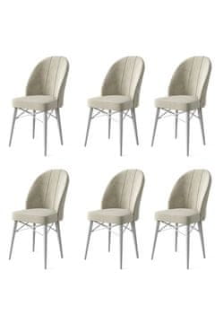 Woody Fashion Chair Set (6 Pieces) Ritim - Cream, White
