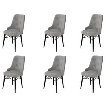 Woody Fashion Chair Set (6 Pieces) Pare - Grey, Black